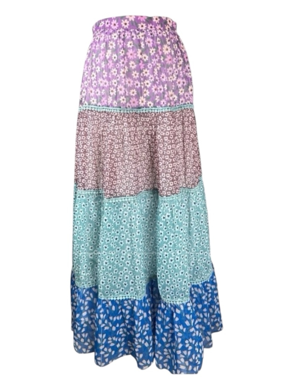 PANKAJ & NIDHI FOR ANTHROPOLOGIE Mixed Floral Print Maxi Skirt, Size S.